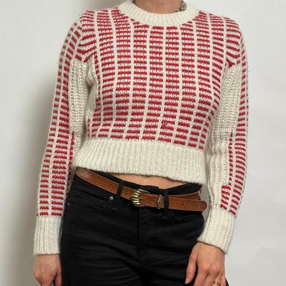 Cooperative red geometric crop sweater - Picture 3 of 7